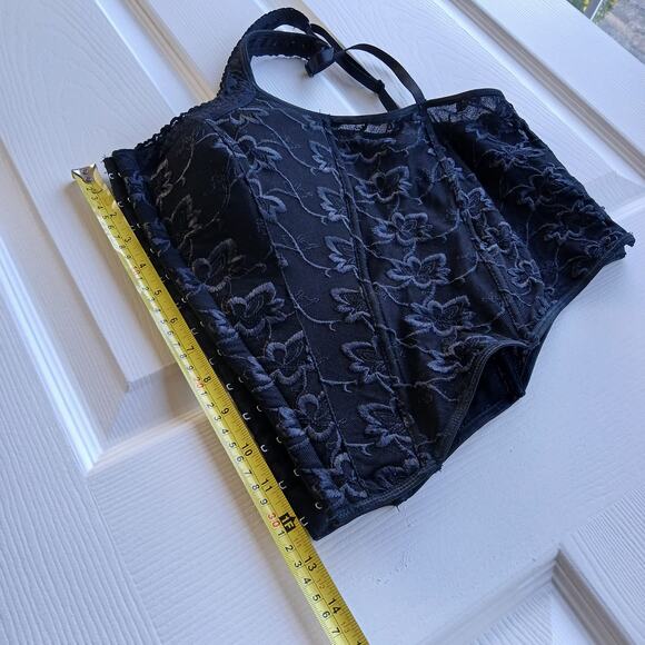 VTG Y2K Wet Seal Black Corset Juniors L missing lace front adjustable straps - Picture 12 of 16